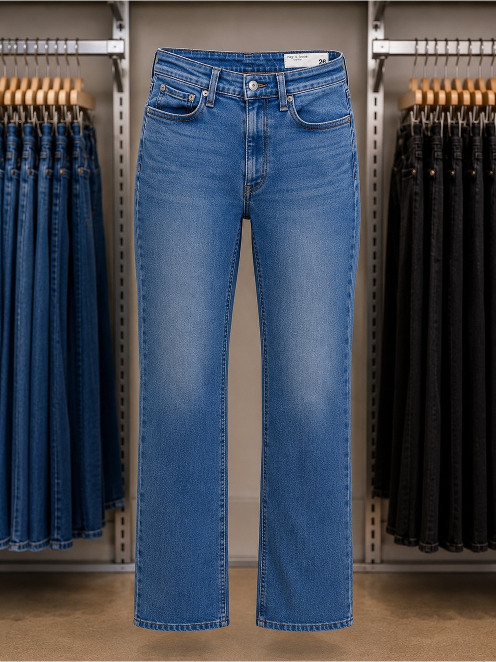 rag & bone Women's Straight-Leg Jeans in Medium Blue